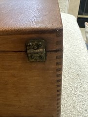 Antique SHAW WALKER Oak Wood Wooden Dovetail Hinged FILE RECIPE Box Vintage READ