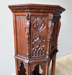 Vintage French Gothic Revival Cabinet/Console/Sideboard, Highly Carved Oak Wood