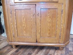 Antique Original Grain Painted Corner Cupboard Cabinet 4 Doors