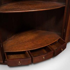 Antique Corner Cabinet, English, Bow Front, Wall Cupboard, Georgian, Circa 1780