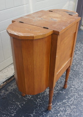 Antique Wood MARTHA WASHINGTON SEWING CABINET 3 drawer hinge lids restore READ