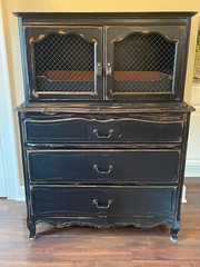 Vintage Painted Black Storage Cabinet Bar Cabinet