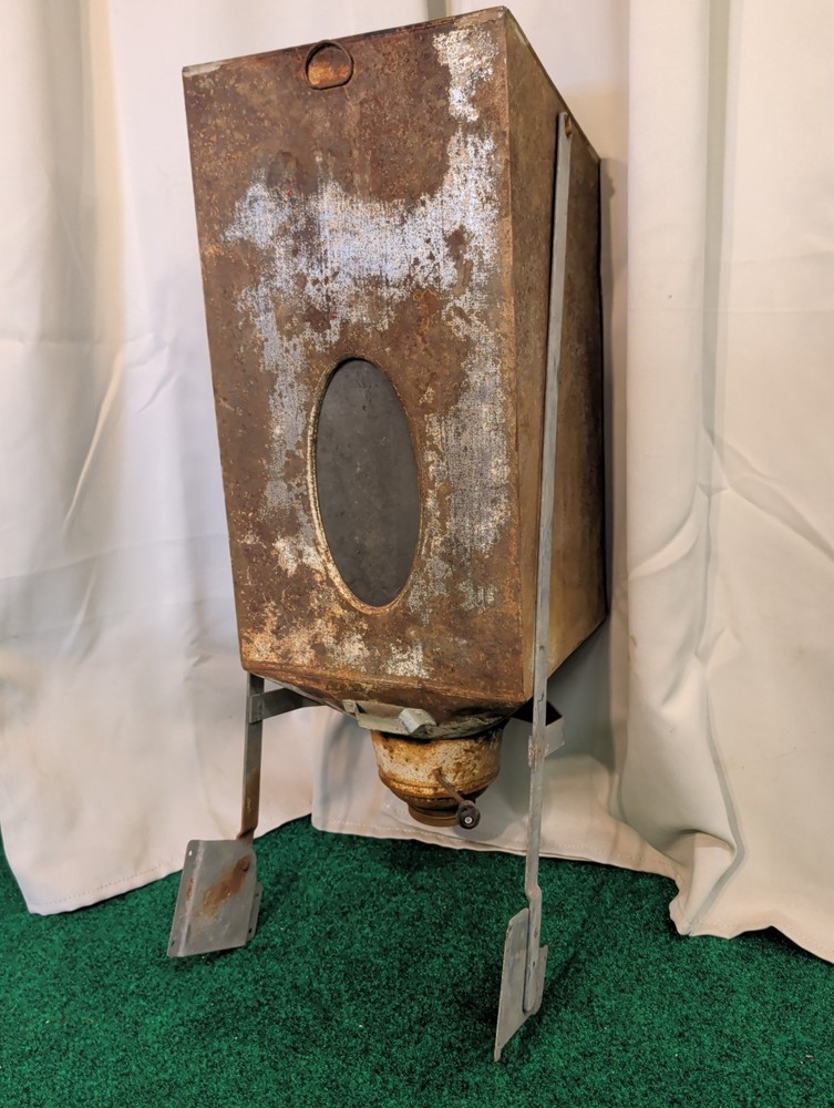 Antique Hoosier Cabinet Metal Flour Bin Sifter Crank Glass Window Vtg Patina