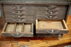 Antique 15 Drawer Wood Apothecary Cabinet Vintage Tool Box typeset watchmaker