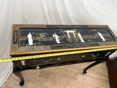 Vintage Sofa Table Console Chinoiserie Mother of Pearl applique Asian style