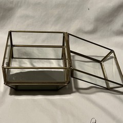 Brass Glass Casket Curio Box Two Sections – Missing Latch