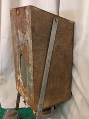 Antique Hoosier Cabinet Metal Flour Bin Sifter Crank Glass Window Vtg Patina