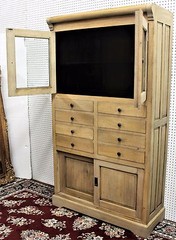 Antique Style Country French Bevel Glass Solid Wood Stripped Cabinet Glass Doors