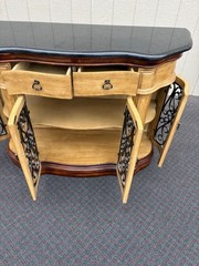 67546 Elegant Server Cabinet with Granite Top and Wrought Iron Doors