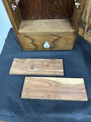 Antique Medicine Apothecary Cabinet Tiger Oak Wood Punched Tin Pineapple 🍍