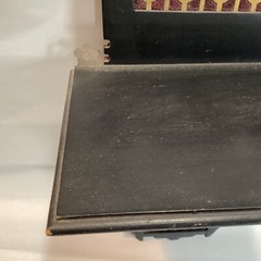 Antique Aesthetic Movement Victorian Ebonized Wall Shelf Velvet Brass H/P Flower