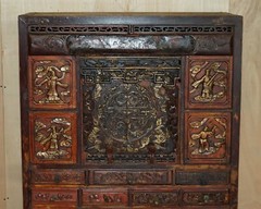 ANTIQUE CIRCA 1860 CHINESE HAND PAINTED WEDDING CABINET HOUSEKEEPERS CUPBOARD