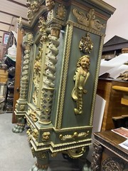 Rare 19th-Century Danish Cupboard — Carved & Painted, Museum Quality
