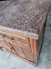 Antique Cabinet With Beautiful Inlay Lovely Marble Top & Original Hardware