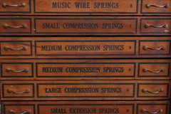 c.1910s Antique Parts Advertising Compression Springs Cabinet Vtg Drawers Oak