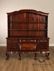 Queen Anne Style Welsh Two Piece Open Hutch Cabinet With Carved Claw & Ball Feet