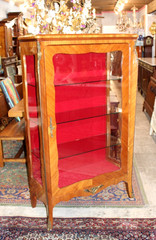 Antique French Rosewood Napoleon III Display Cabinet Glass Door