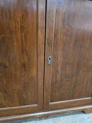 c. 1780 mortise, pegged walnut two piece twelve pane cupboard two drawers.
