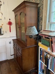 Vintage Wood China Cabinet Hutch With Shelves And Drawers