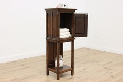 Gothic Carved Antique Oak Bar Hall Bath Cabinet Colby #56594