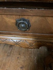 1800s burlwood cupboard/side board. Unrestored beauty. Intricate carving w/key