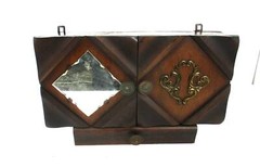 large Apothecary Bathroom Medicine Kitchen Cabinet Wood Art deco Cut Glass