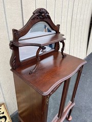 64992 Antique Victorian Mahogany Mirrored Storage Cabinet
