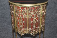 Oscar Bach Style Faux Tortoise Shell Bronze Demilune Cabinet Console & Chair