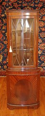 ​​Gorgeous English George III Style Mahogany Inlaid Corner Cabinet