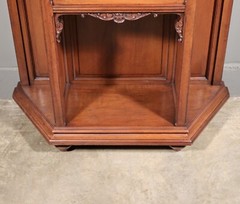 71″ Tall Antique French Solid Walnut Wood Highly Carved Renaissance Cabinet