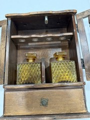VTG Wood Wall Liquor Cabinet Bar Cabinet Drawer Bottle Rack Early American