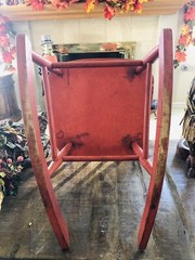 RARE VINTAGE FARM HOUSE ORIGINAL PUMPKIN ORANGE PAINT CHILD’S WOOD ROCKING CHAIR