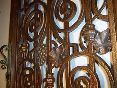 Vintage Faux Iron Gate Grape Clusters Wine Cabinet Door Only Wall Art Salvage