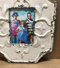 VTG 11×13 Shabby Decorative 4×6 Tin Ceiling White Picture Frame Old 387-26B