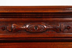 Renaissance Revival Walnut and Marble Cabinet w/ Bronze Clodion Plaque