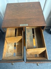 Rare Vintage Oak 4 Drawer Wooden Card Catalog File Cabinet Medical FREE SHIPPING