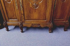 Antique French Oak Sideboard w/Marble Top,3 Doors.w/Carved Foliate & Shells 1930