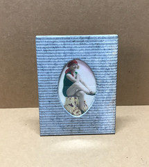 VTG Shabby 8×10 Photo 4×6 Oval Silver Tin Ceiling Picture Frame Chic Old 657-26B