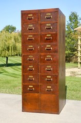 Vintage Library card catalog wood Apothecary Drawer file cabinet Antique NICE