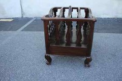 Delightful Solid Rosewood Carved Canterbury Magazine Rack with Drawer – Storage