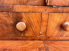 Antique Mahogany or Burl Oak Book Case Secretary 2-Piece Cabinet Drawers
