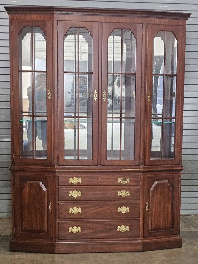 HENKEL HARRIS Wild Cherry China Breakfront Bookcase or Cabinet made in Virginia