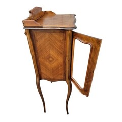 19th C French Walnut Curio Cabinet Display Vitrine Glass Doors Cabriole Legs