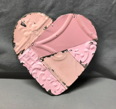 Decorative Salvage Pink Tin Ceiling 8″ Patchwork Metal VTG Heart Old 142-25B