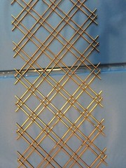 Two Vintage Brass Metal 37.5 x 9 inch Inserts China Closet Cabinet Doors Leading
