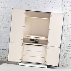Late 20th Century Postmodern to Art Deco Revival Mirrored Entertainment Cabinet