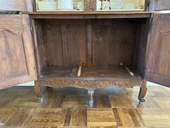 Early 19th Century Louis XV French Provincial Oak China Cabinet or Buffet Deux C