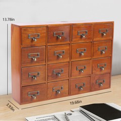 Wooden 16-Drawer Tabletop Organizer for Home Office & Crafts Storage