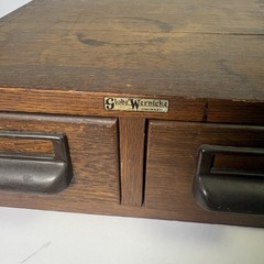 Rare Vintage Globe Wernicke Oak Card Catalog File Cabinet 2 Drawer Storage