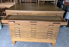 Antique Hamilton Blueprint 10 Drawer Flat-File Cabinet
